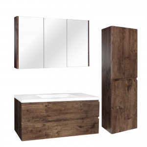 Qubist Dark Oak Wall Hung 1200 Vanity Cabinet Only 
